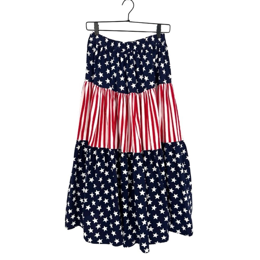 Stars and Stripes Tiered Midi Length Circle‎ Skirt S/M America USA Western Ranch